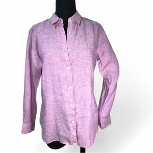 Uniqlo Lavender Button Down Long Sleeve Linen Shirt